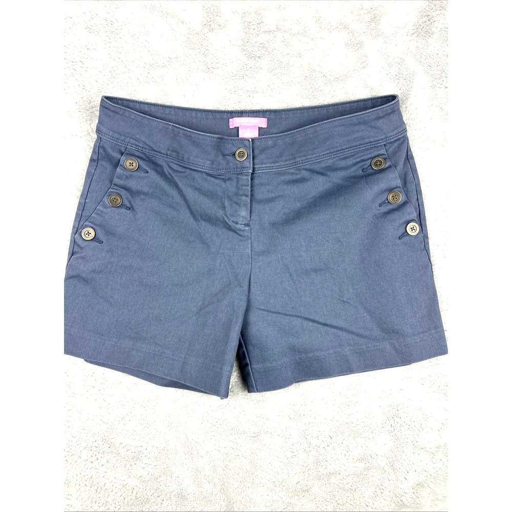 Isaac Mizrahi Shorts Womens 8 Blue 5" Inseam Button Detail Sailor Nautical Prep